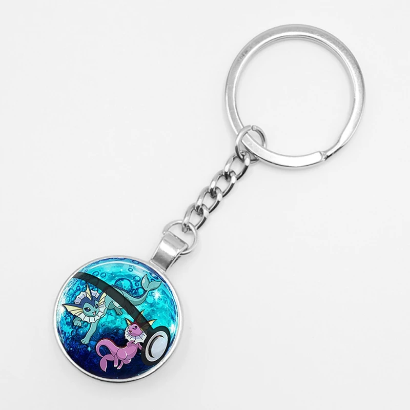 Pokemon Mini Squirtle Eevee Vulpix Pikachu Anime Glass Keyring