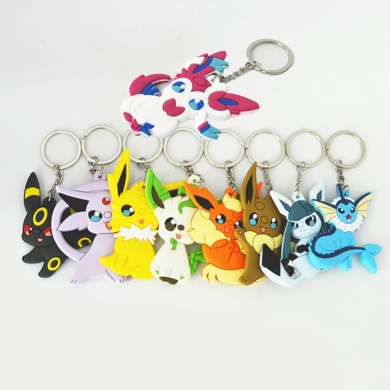 Eevee Vaporeon Jolteon Flareon Action Figures Toys  Key Chain