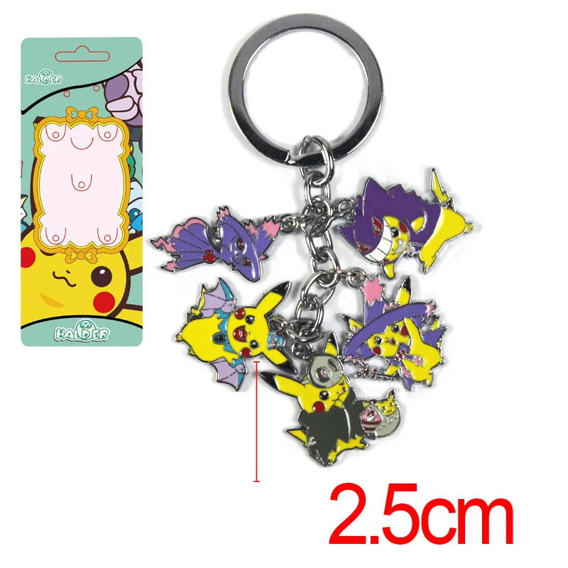 Pokemon Pikachu, Piplup, Gengar, Clefairy, Togepi, Pokeball Cartoon Metal Keychain
