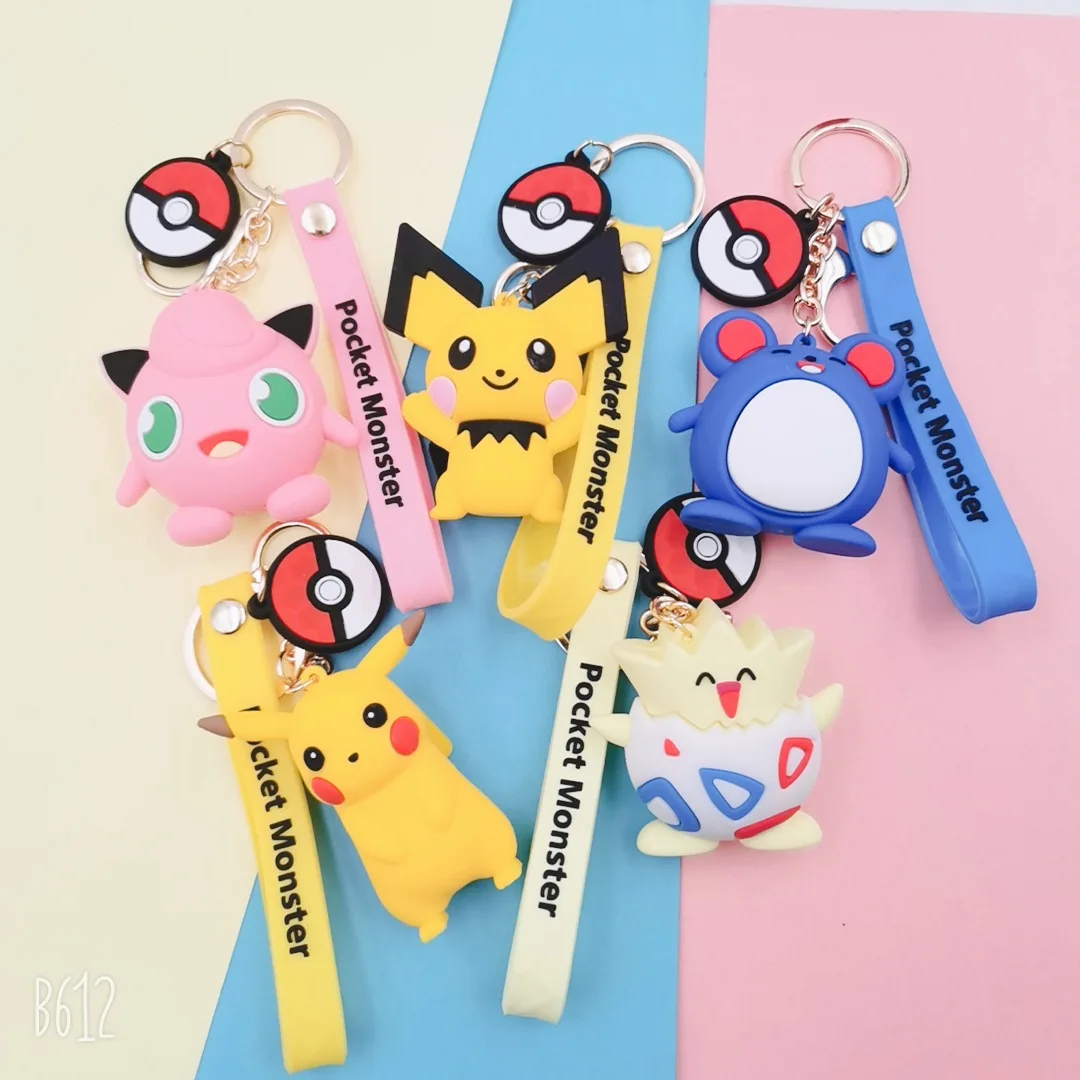 Pokemon Pocket Monsters Pikachu 3D Anime Figure PVC Keychain