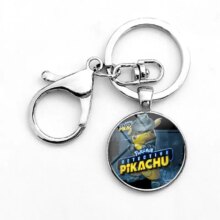 Pokemon Detective Pikachu Anime Alloy Cabochon Glass Keychain Pokemon Detective Pikachu Anime Alloy Cabochon Glass Keychain