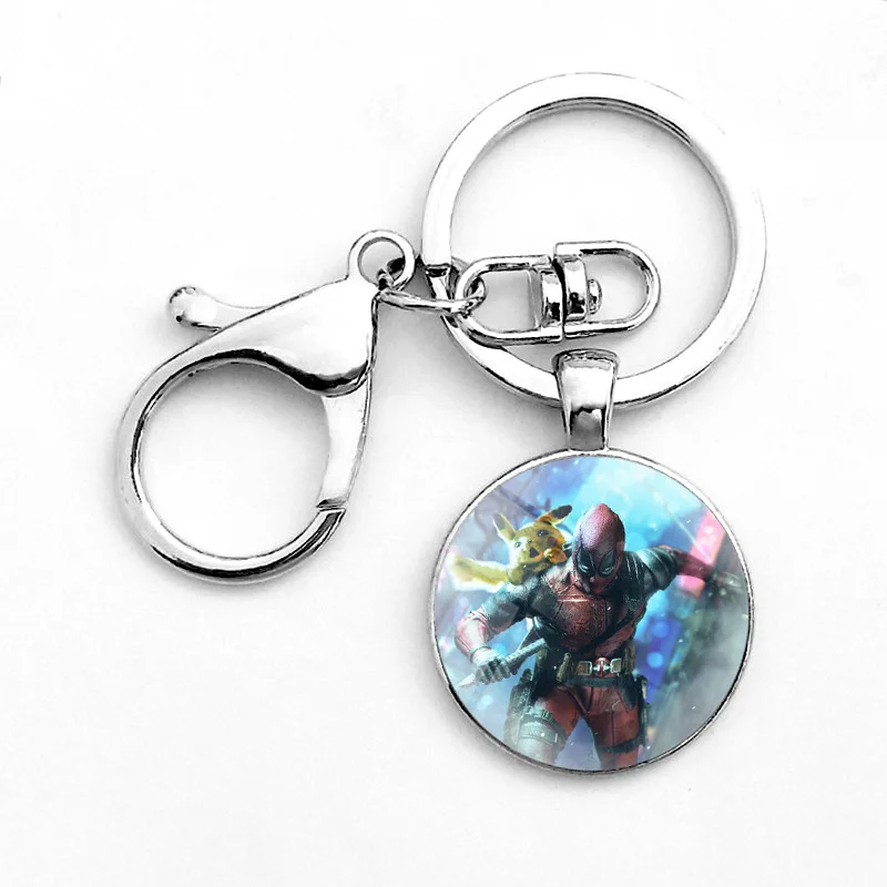 Pokemon Detective Pikachu Anime Alloy Cabochon Glass Keychain