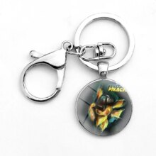 Pokemon Detective Pikachu Anime Alloy Cabochon Glass Keychain Pokemon Detective Pikachu Anime Alloy Cabochon Glass Keychain