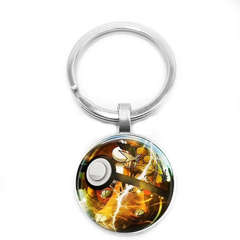 Pokemon Series Pet Elf Anime Glass Cabochon Keychain