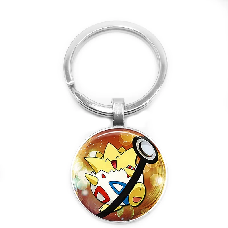 Pokemon Series Pet Elf Anime Glass Cabochon Keychain