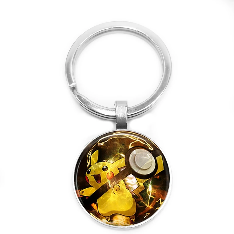 Pokemon Series Pet Elf Anime Glass Cabochon Keychain