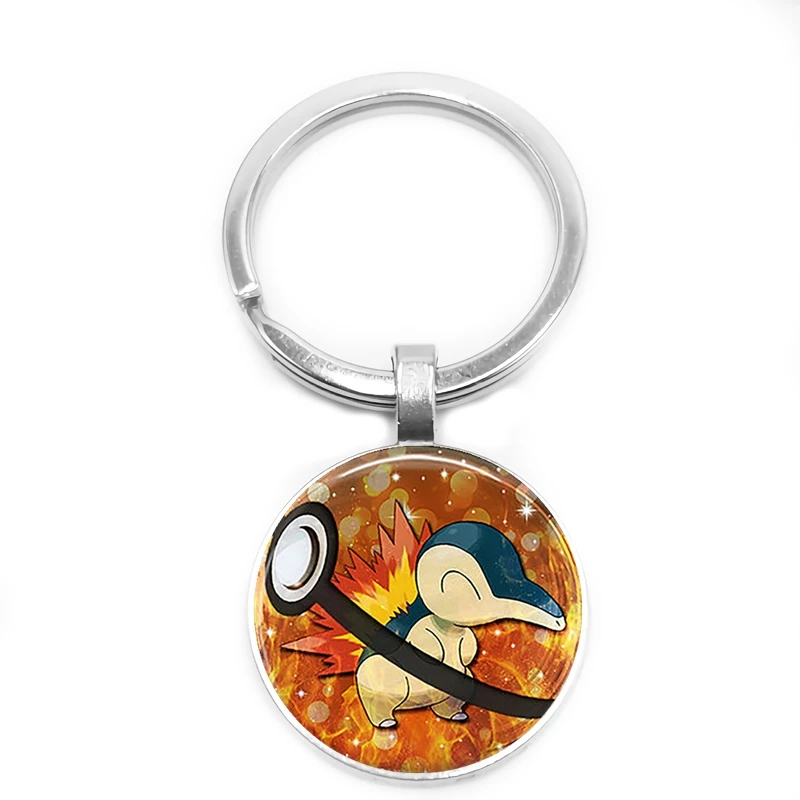Pokemon Series Pet Elf Anime Glass Cabochon Keychain