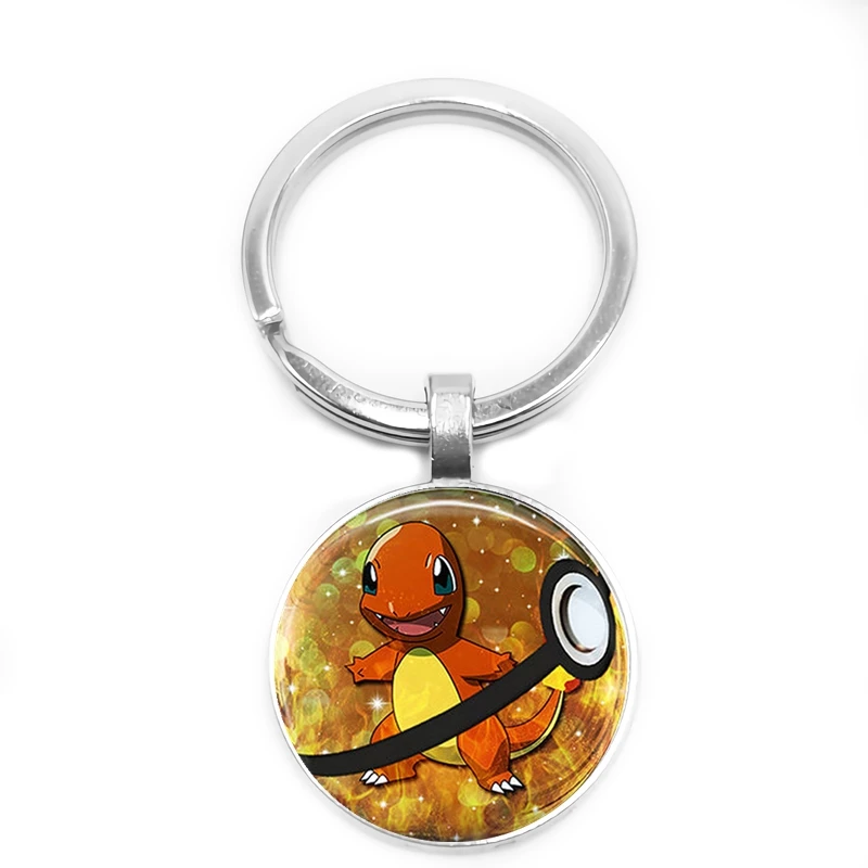 Pokemon Series Pet Elf Anime Glass Cabochon Keychain