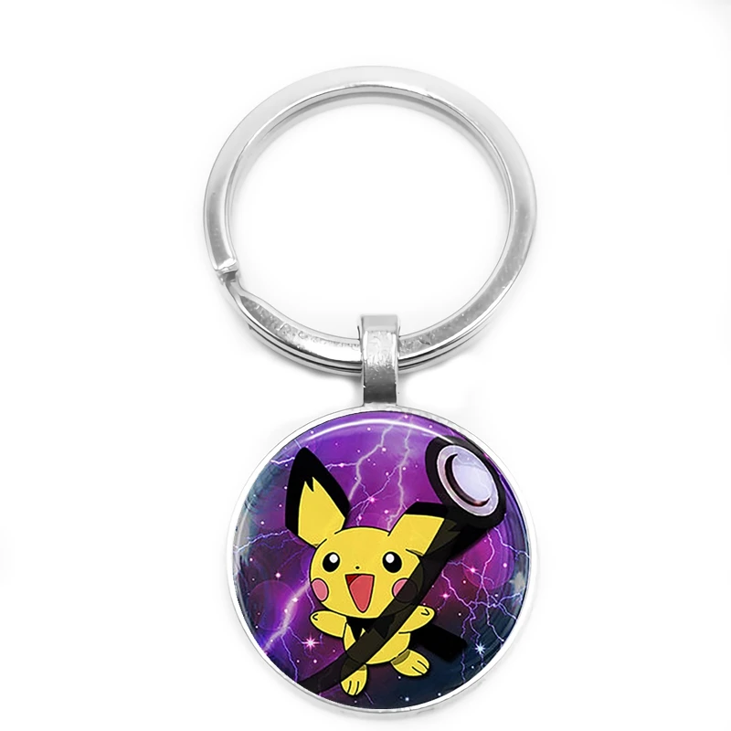 Pokemon Series Pet Elf Anime Glass Cabochon Keychain