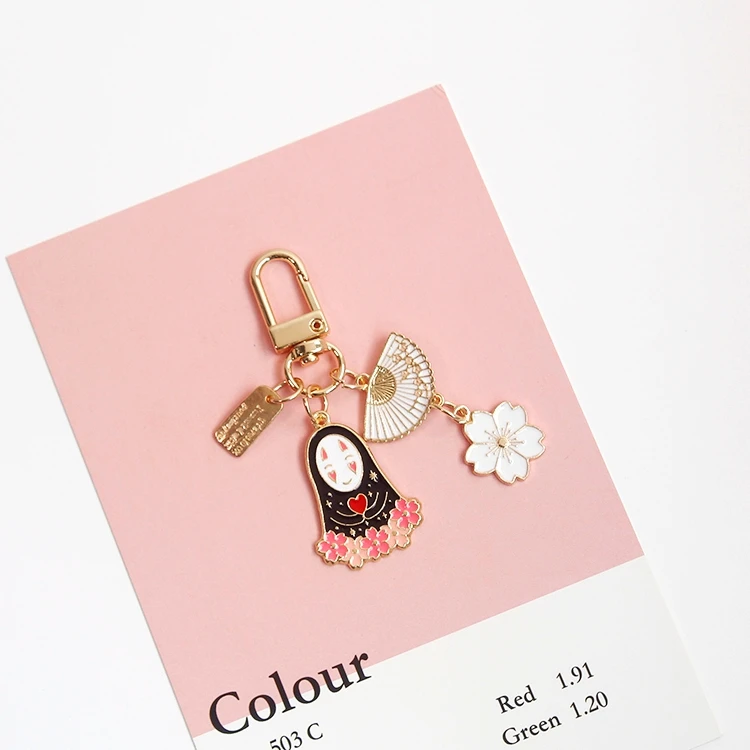 Anime Spirited Away Cartoon Gold Keychain Bag Pendent