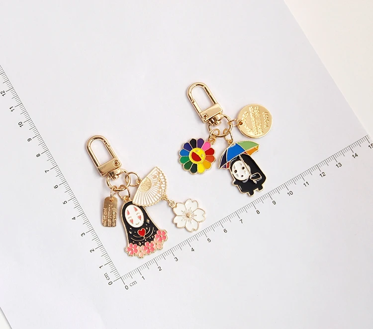 Anime Spirited Away Cartoon Gold Keychain Bag Pendent