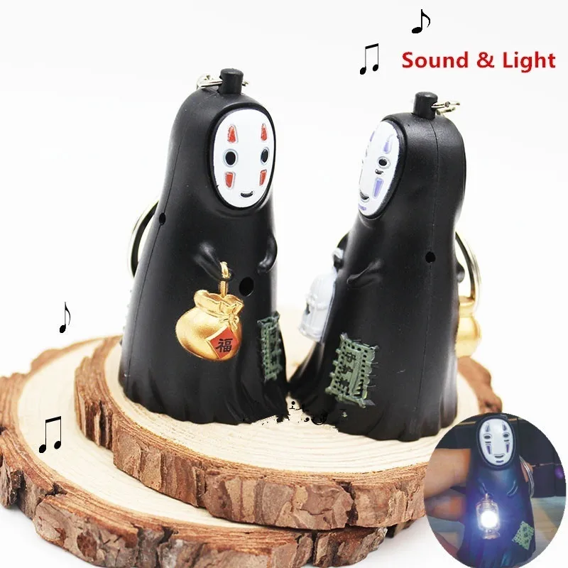 No Face Man Figure Cartoon Keychain With LED Light And Sound