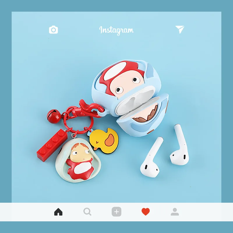 Ponyo Doll Keychain Silicone For Apple Wireless Airpods Case Ponyo Doll Keychain Silicone For Apple Wireless Airpods Case