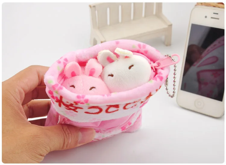 Kawaii Pudding Dog Rabbit Animal Stuffed Keychain Pendant