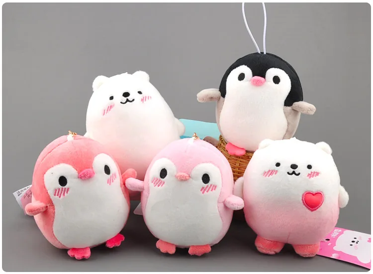 Anime Penguin & Bear Cartoon Plush Doll Keychain