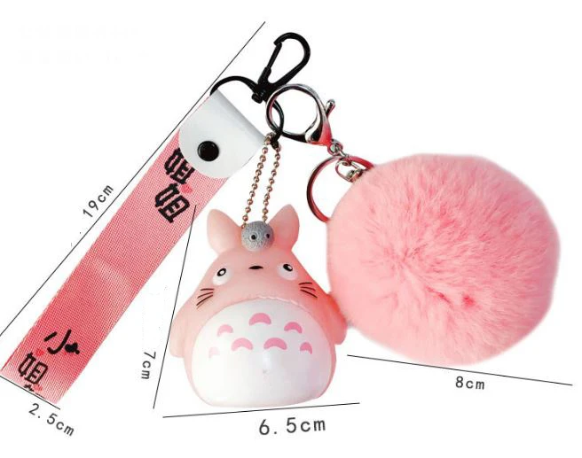 Kawaii Cartoon Rabbit Fur Pom Pom Totoro Plush Toy Keychain