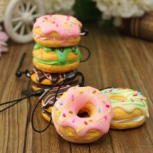 Colorful Donuts Charms Keychain With PU Cell Phone Straps Colorful Donuts Charms Keychain With PU Cell Phone Straps