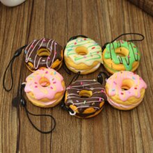 Colorful Donuts Charms Keychain With PU Cell Phone Straps Colorful Donuts Charms Keychain With PU Cell Phone Straps