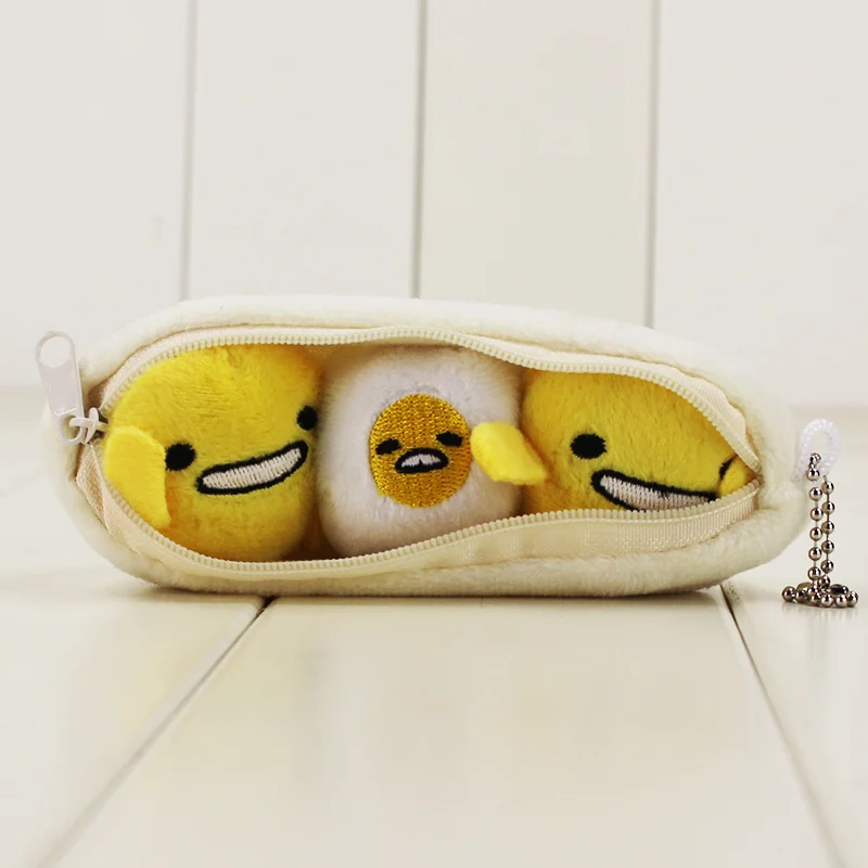 Gudetama Egg Cartoon Pea Pod Keychain With 3 Different Dolls