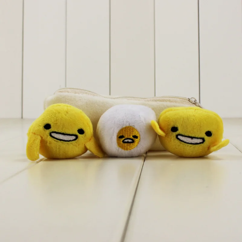 Gudetama Egg Cartoon Pea Pod Keychain With 3 Different Dolls