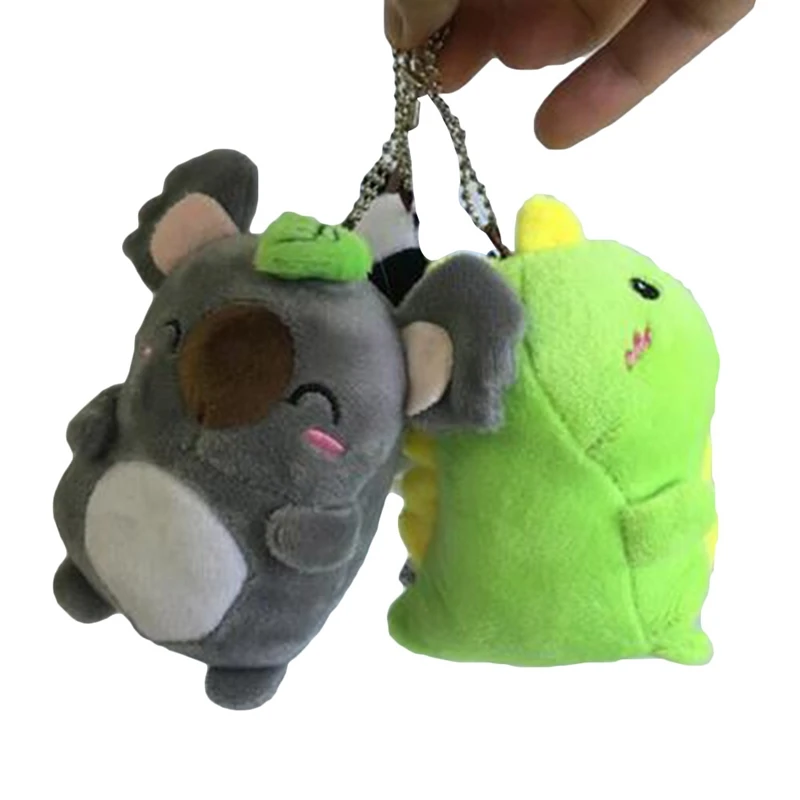 Cartoon Animals Plush Stuffed Koala/Mini Dinosaur And Cow Doll Keychain