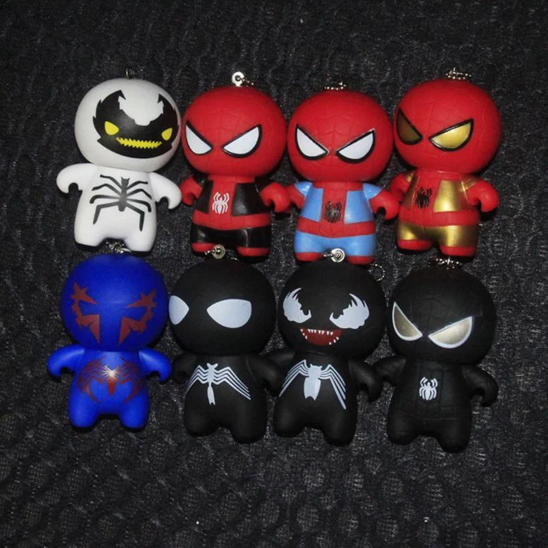 Superheros Red Spiderman And Black Spiderman Cartoon Toys Keychain Superheros Red Spiderman And Black Spiderman Cartoon Toys Keychain