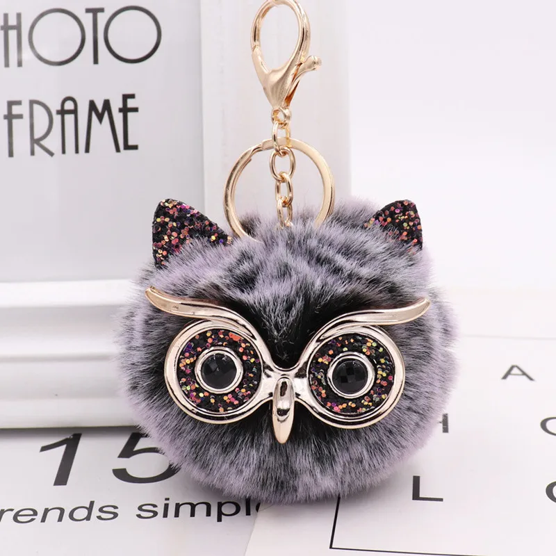 Kawaii Owl Sequin Ear Fur Keychain