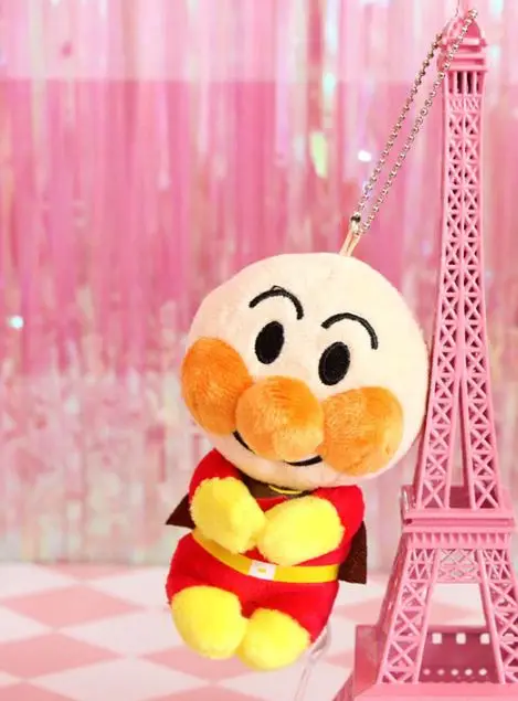 Kawaii Cartoon Anpanman Bread Superman Baikinman Plush Keychain Pendant