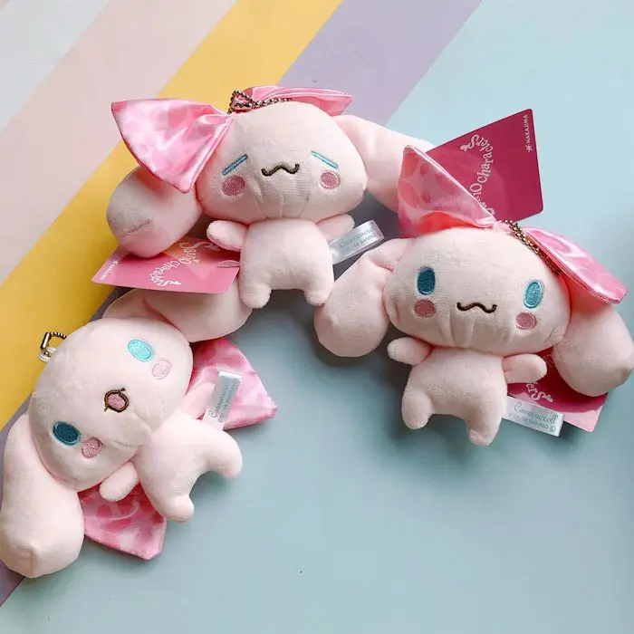 Sakura Pink Dog Plush Cinnamoroll Doll Soft Stuffed Keychain