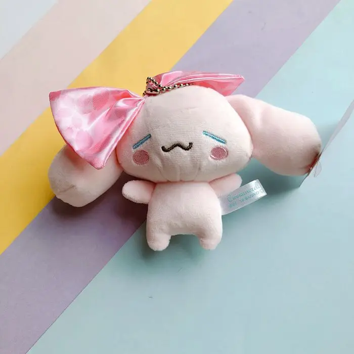 Sakura Pink Dog Plush Cinnamoroll Doll Soft Stuffed Keychain