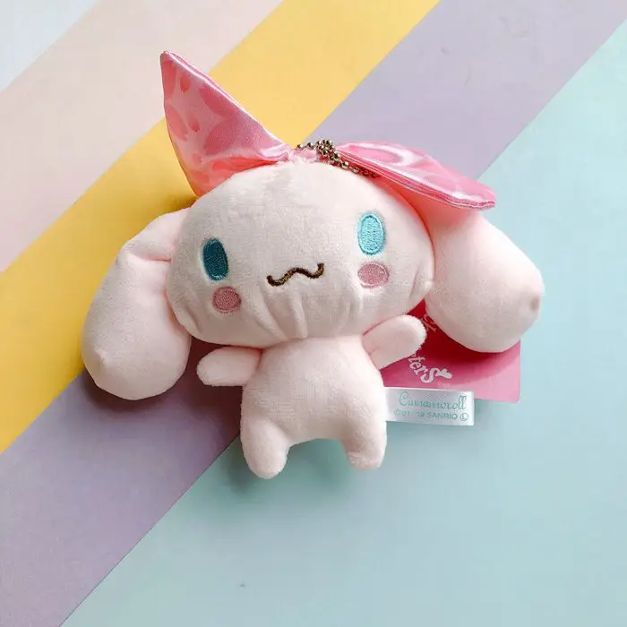 Sakura Pink Dog Plush Cinnamoroll Doll Soft Stuffed Keychain
