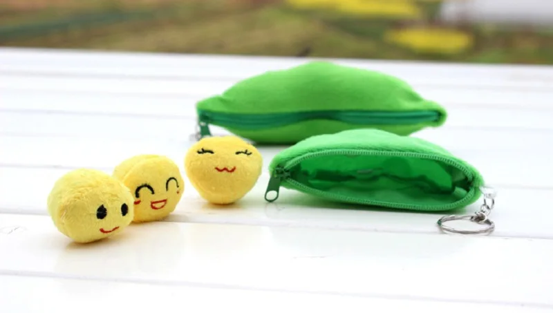 Kawaii Pea Pod Soft Stuffed Keychain Toys For Children