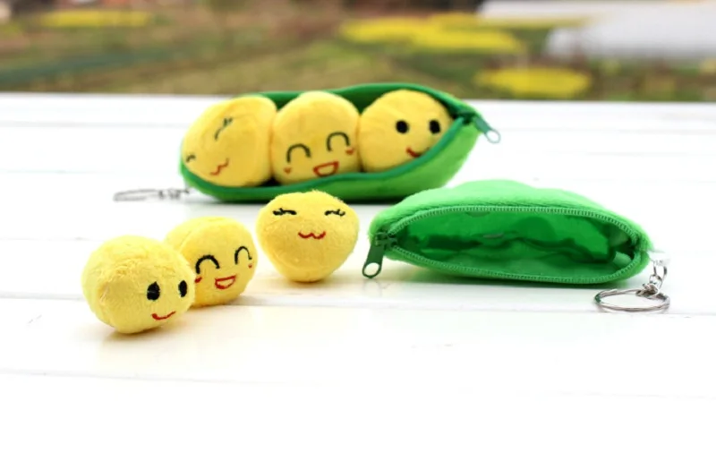 Kawaii Pea Pod Soft Stuffed Keychain Toys For Children