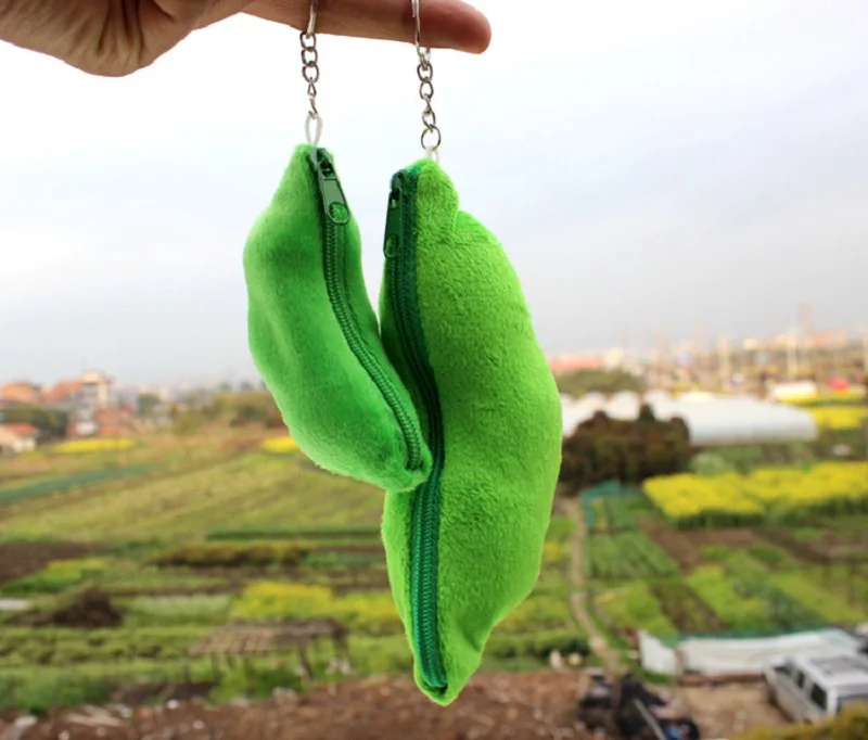 Kawaii Pea Pod Soft Stuffed Keychain Toys For Children