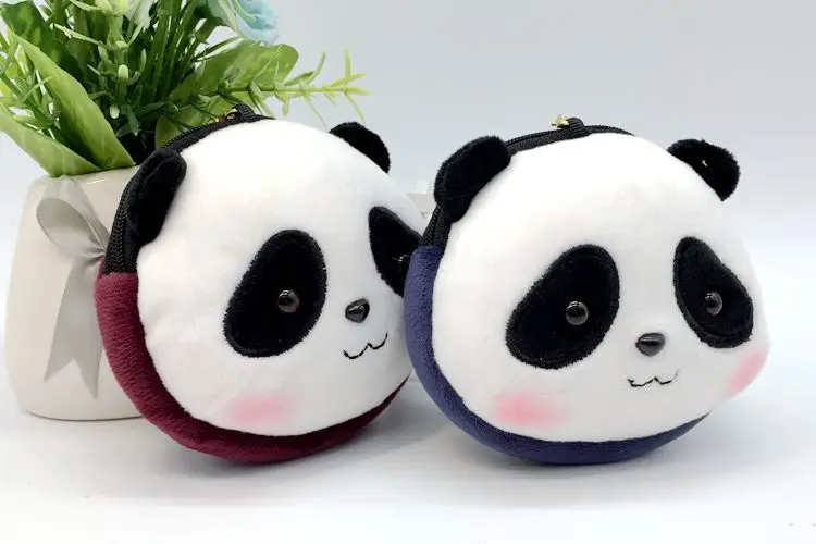 Panda Cartoon Head Mini Wallet Keychain