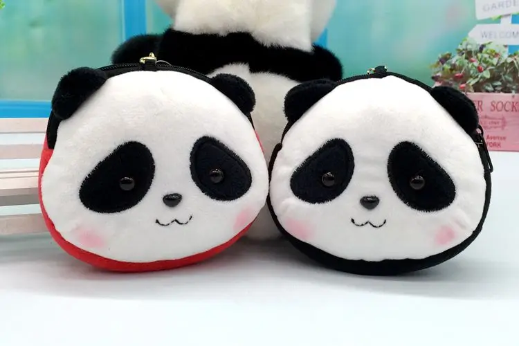 Panda Cartoon Head Mini Wallet Keychain
