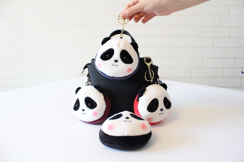 Panda Cartoon Head Mini Wallet Keychain