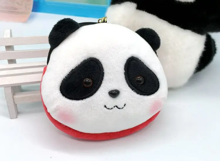 Panda Cartoon Head Mini Wallet Keychain