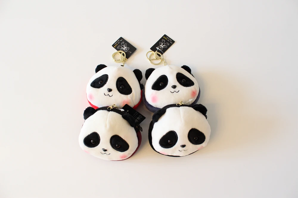 Panda Cartoon Head Mini Wallet Keychain