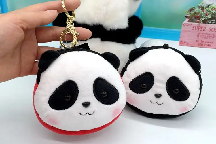 Panda Cartoon Head Mini Wallet Keychain