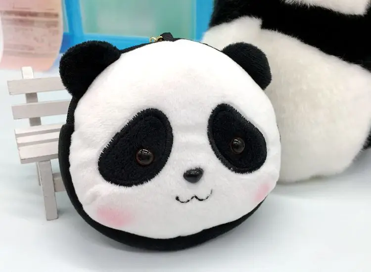Panda Cartoon Head Mini Wallet Keychain
