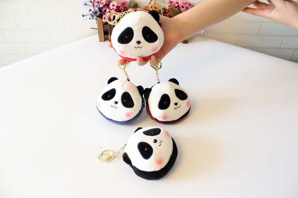 Panda Cartoon Head Mini Wallet Keychain