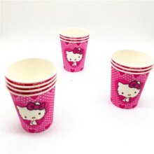 Hello Kitty Princess Cartoon Tablecloth Cup Plate Birthday Event Party Disposable Tableware Set Hello Kitty Princess Cartoon Tablecloth Cup Plate Birthday Event Party Disposable Tableware Set