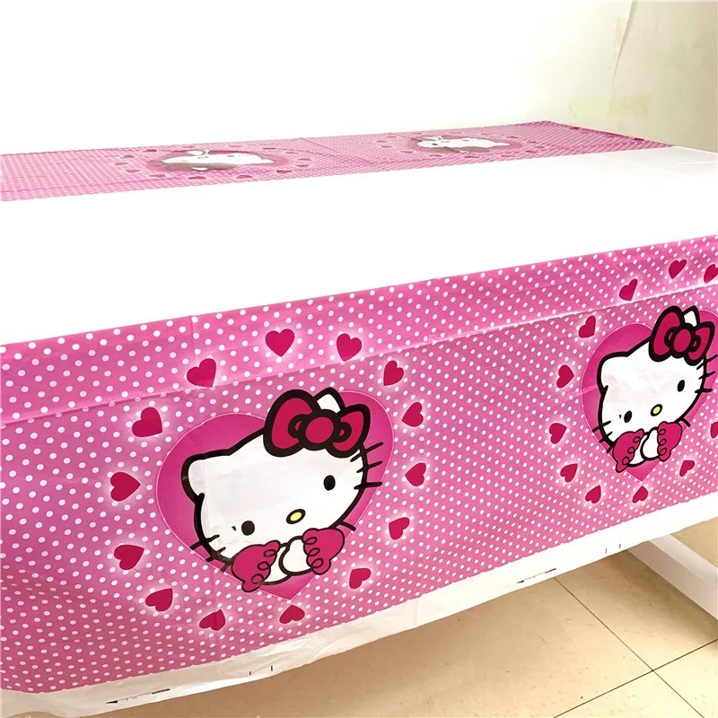 Hello Kitty Princess Cartoon Tablecloth Cup Plate Birthday Event Party Disposable Tableware Set