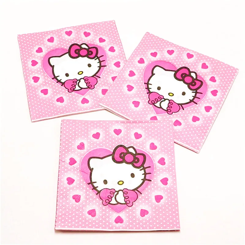 Hello Kitty Princess Cartoon Tablecloth Cup Plate Birthday Event Party Disposable Tableware Set