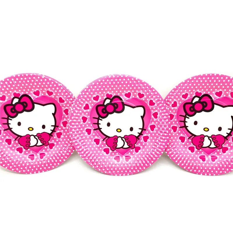 Hello Kitty Princess Cartoon Tablecloth Cup Plate Birthday Event Party Disposable Tableware Set