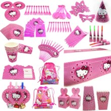 Hello Kitty Princess Cartoon Tablecloth Cup Plate Birthday Event Party Disposable Tableware Set Hello Kitty Princess Cartoon Tablecloth Cup Plate Birthday Event Party Disposable Tableware Set
