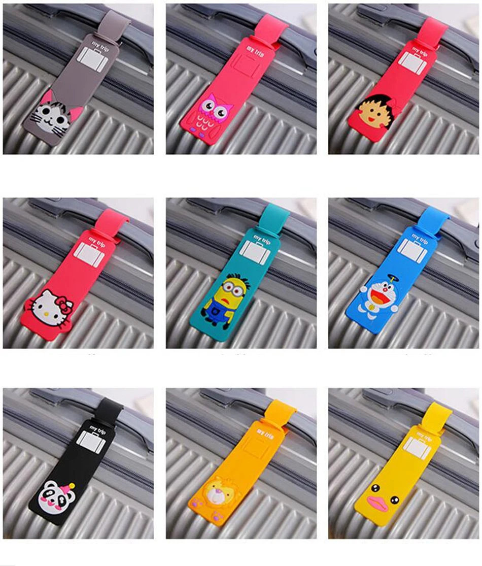 Cartoon Hello Kitty Duck Prints Suitcase Tag ID Holder Accessories