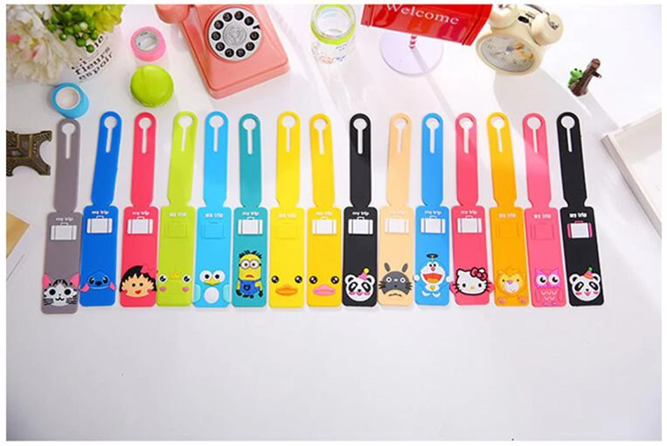 Cartoon Hello Kitty Duck Prints Suitcase Tag ID Holder Accessories