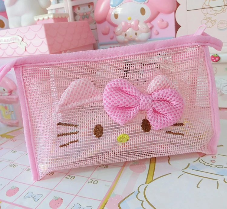 Cartoon Hello Kitty My Melody Cinnamoroll Dog Prints Transparent Cosmetic Bags Portable
